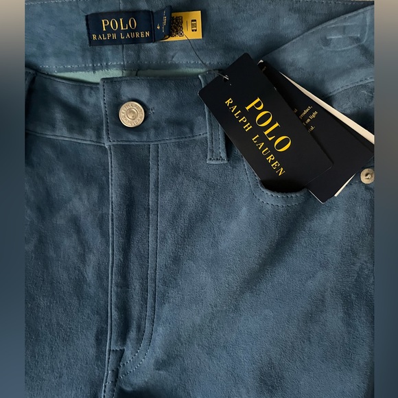 Lamb Suede Polo Ralph Lauren High Waist Flared Pants. New with tags. - Picture 5 of 6